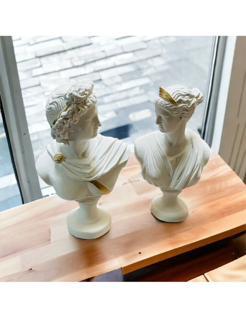Escultura Apolo y Artemisa (34 cm) Jgo 2 Piezas