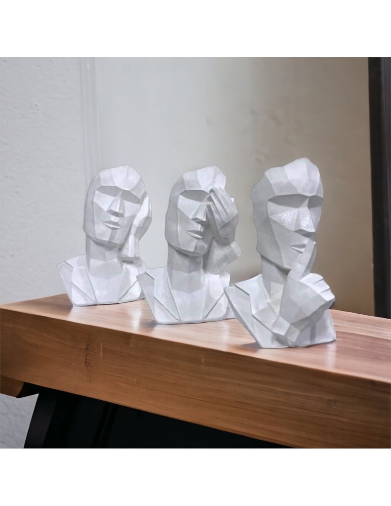 Escultura Máscaras de la Virtud (20 cm) Jgo 3 Piezas