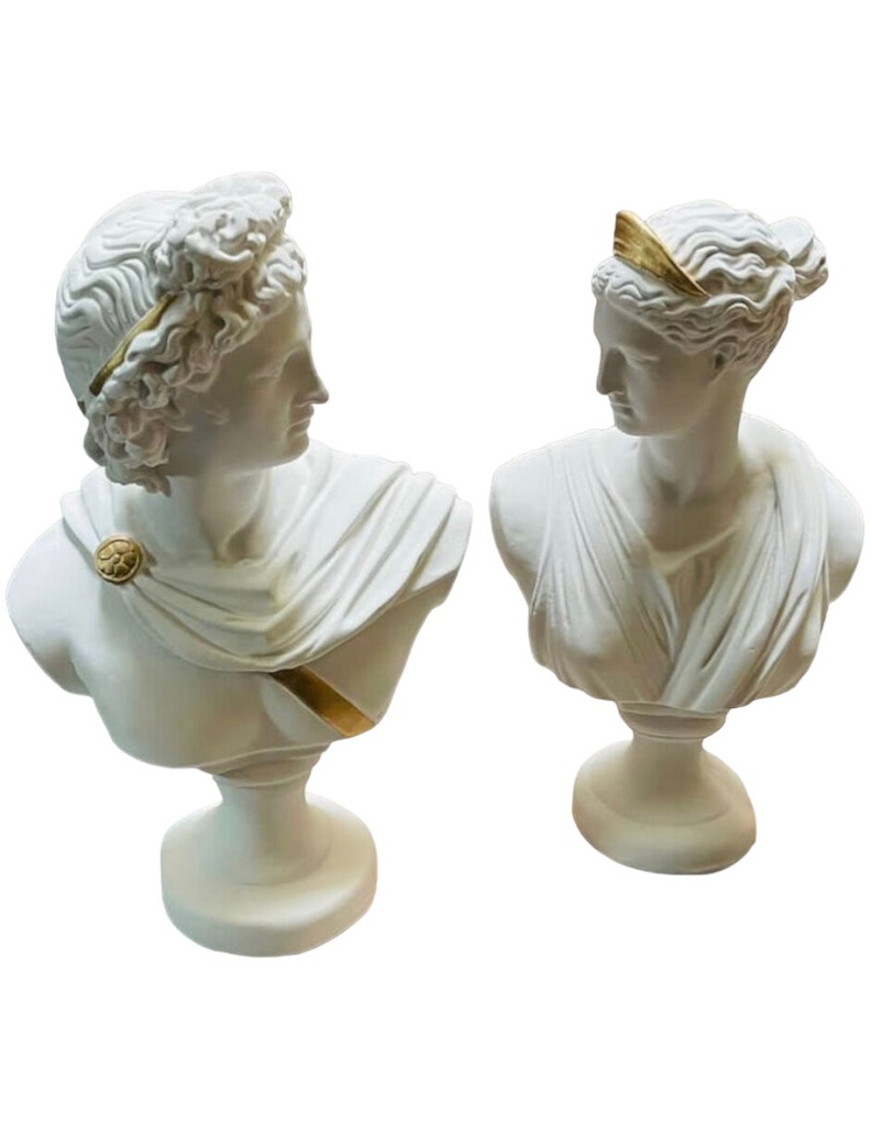 Escultura Apolo y Artemisa (34 cm) Jgo 2 Piezas