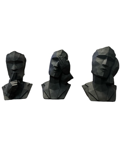 Escultura Máscaras de la Virtud (20 cm) Jgo 3 Piezas
